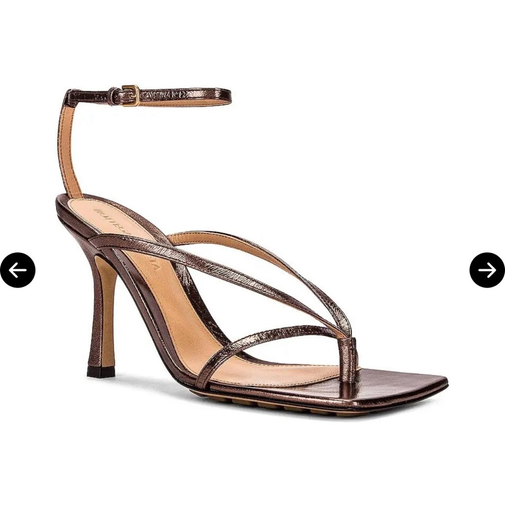 Bottega Veneta Bronze Strappy Heels